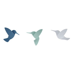 Sada 3 modrých 3D nástenných samolepiek Umbra Hummingbird
