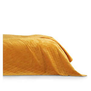 Žltý pléd cez posteľ AmeliaHome Laila Honey, 260 x 240 cm