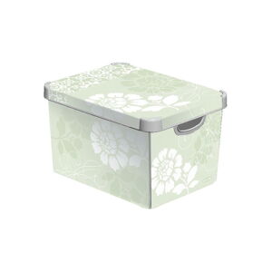 Béžový úložný box s vekom Curver Romance, 22 l
