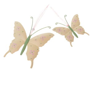 Súprava 2 béžových kovových závesných dekorácií Dakls Butterfly