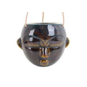 Tmavohnedý závesný kvetináč PT LIVING Mask, výška 15,2 cm