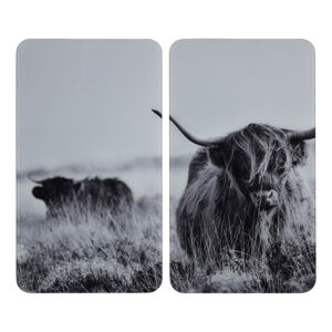 Kryty na sporák v súprave 2 ks z tvrdeného skla 30x52 cm Universal Highland Cattle – Wenko