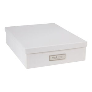 Biely úložný box s menovkou na dokumenty Bigso Box of Sweden Oskar, veľkosť A4