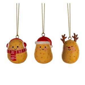 Ručne vyrobené vianočné ozdoby z polyresínu v súprave 3 ks 4,5 cm Happy Potatoes – Sass & Belle