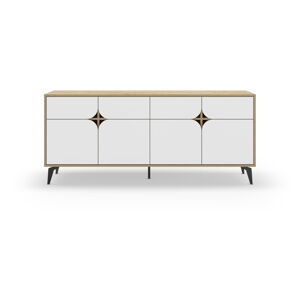 Biela/v prírodnej farbe nízka komoda v dekore duba 185x79 cm Nola – Marckeric