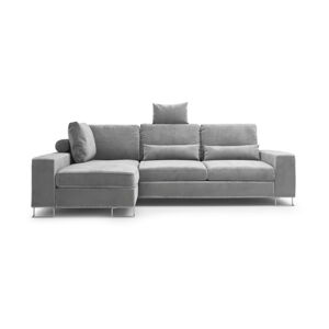 Sivá rozkladacia rohová pohovka so zamatovým poťahom Windsor & Co Sofas Diane, ľavý roh