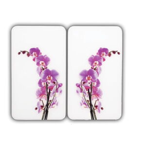 Súprava 2 sklenených krytov na sporák Wenko Orchid, 52 x 30 cm