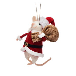 Textilná vianočná ozdoba Santa Mouse – Sass & Belle