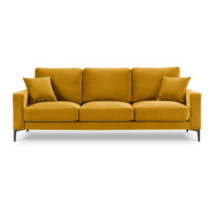 Žltá zamatová pohovka Kooko Home Harmony, 220 cm