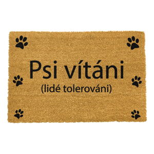 Rohožka z prírodného kokosového vlákna Artsy Doormats Psi vítáni, 40 x 60 cm