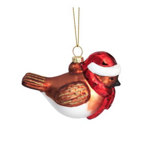 Sklenená ručne vyrobená vianočná ozdoba 5 cm Robin – Sass & Belle