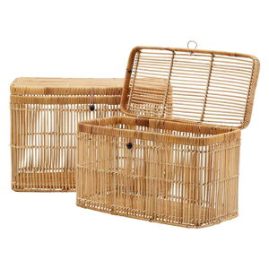 Ratanové úložné boxy s vekom v súprave 2 ks Hirondelle - Jardin d'Ulysse