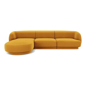 V horčicovej farbe zamatová rohová pohovka (ľavý roh) Miley  – Micadoni Home