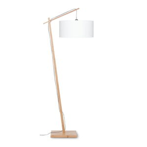 Stojacia lampa s bielym tienidlom a konštrukciou z bambusu Good&Mojo Andes