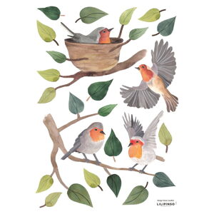 Hárok samolepiek 30x42 cm Robins Redbreast – Lilipinso