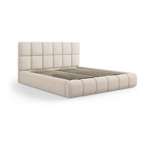 Svetlohnedá čalúnená dvojlôžková posteľ s úložným priestorom s roštom 140x200 cm Bellis – Micadoni Home