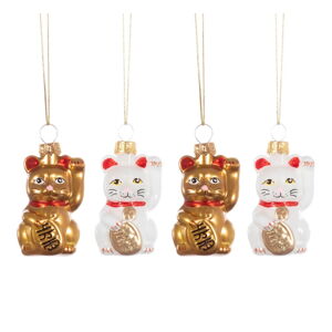 Sklenené vianočné ozdoby v súprave 4 ks Lucky Cat – Sass & Belle