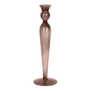 Hnedý sklenený svietnik PT LIVING Swirl, výška 26,5 cm