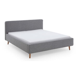 Sivá čalúnená dvojlôžková posteľ s úložným priestorom s roštom 160x200 cm Mattis – Meise Möbel