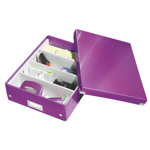 Fialový kartónový úložný box s vekom Click&Store - Leitz