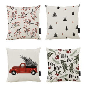 Obliečky na vankúše v súprave 4 ks s vianočným motívom 45x45 cm Red And Black Christmas – Butter Kings