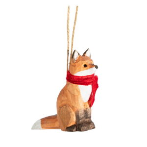 Drevená ručne vyrobená vianočná ozdoba 7 cm Fox – Sass & Belle