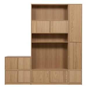 Modulárna knižnica v dekore duba v prírodnej farbe 227x243 cm Modulair – vtwonen