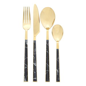 Čierny/v zlatej farbe oceľový príbor 16 ks Avie – Premier Housewares