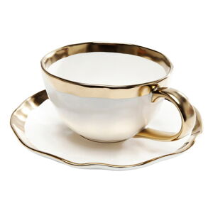 Šálka z glazovaného porcelánu s tanierikom Kare Design Bell