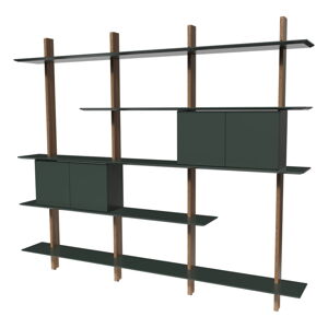 Zelený/v prírodnej farbe modulárny policový systém v dekore duba 224x190 cm Bridge – Tenzo