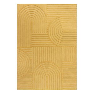 Žltý vlnený koberec Flair Rugs Zen Garden, 120 x 170 cm